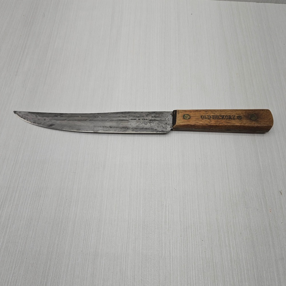 Vintage Old Hickory Ontario Knife Co Tru-Edge Carbon Steel Slicer Made in USA